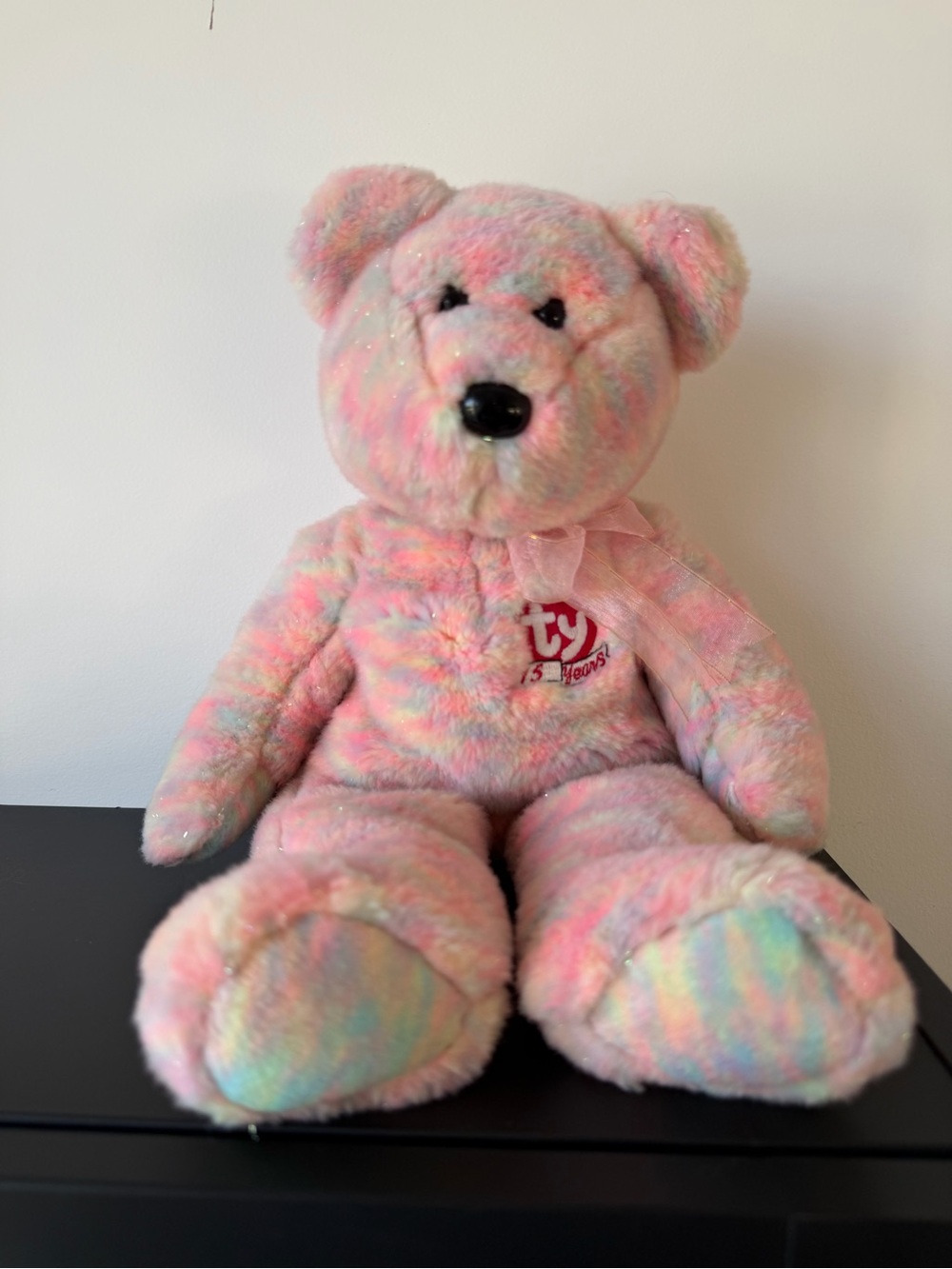 Retired 2001 15th anniversary TY Beanie Buddy Celebrate Large Rainbow Bear